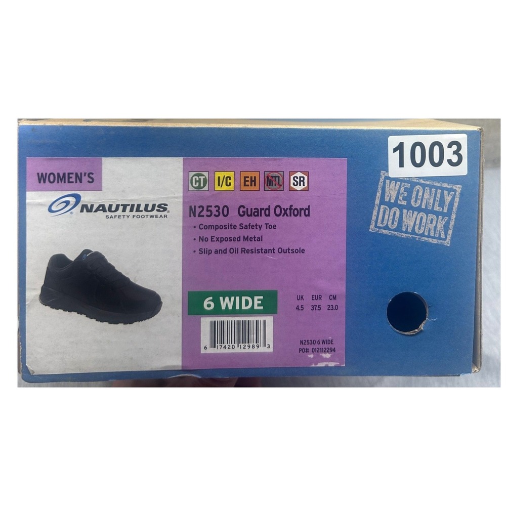 Nautilus N2530 Guard Oxford Womens 6‎ Wide Composite Toe Work Shoes Black EH SR